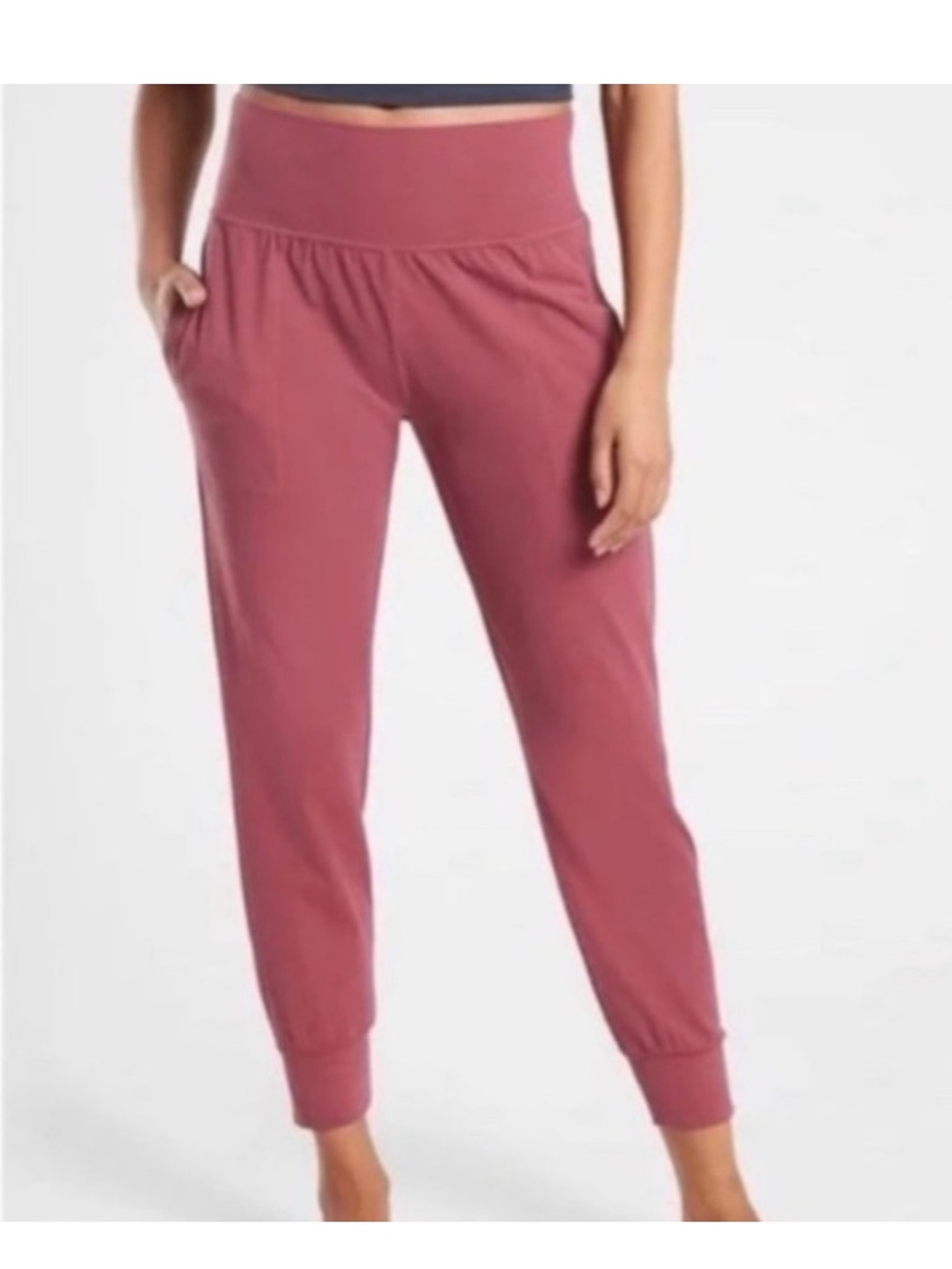 Athleta Salutation Jogger Powervita w Pockets Sz XS Mauve Dusty Rose Purple Pink